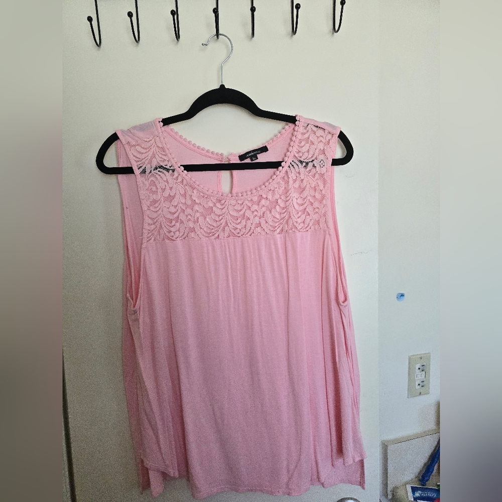 Pink Lace Sleeveless Top